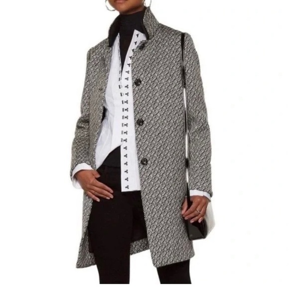 Maje Women's Gracias Neoprene Jacquard Wool Blend Woven Coat Small/36